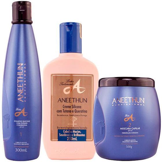 Imagem de Aneethun Linha A Shampoo 300ml + Máscara 500g + Creme de Silicone 250ml