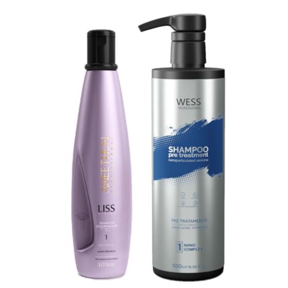 Imagem de Aneethun Liss System Shampoo 300ml+Wess Nano Passo 1 -500ml