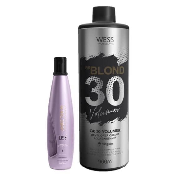 Imagem de Aneethun Liss System Shampoo 300ml+Wess OX 30 Vol. 900ml