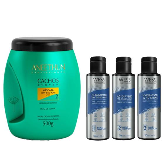 Imagem de Aneethun Máscara Cachos System 500g+Wess Kit Nano Sel. 50ml