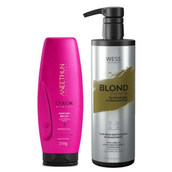 Imagem de Aneethun Máscara Color System250g +Wess Blond Shampoo 500ml