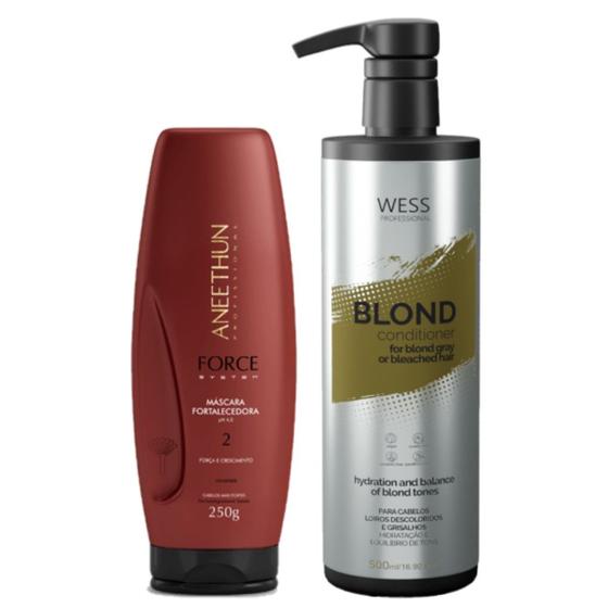 Imagem de Aneethun Máscara Force System 250g +Wess Blond Cond. 500ml