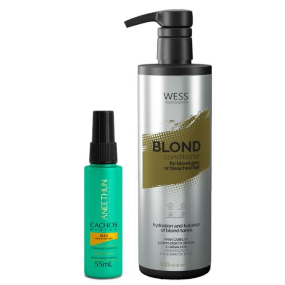 Imagem de Aneethun Óleo Cachos System 55ml + Wess Blond Cond. 500ml