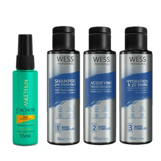 Imagem de Aneethun Óleo Cachos System 55ml + Wess Kit Nano Sel. 50ml
