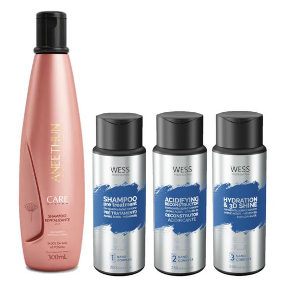 Imagem de Aneethun Shampoo Care System 300ml +Wess Kit Nano Sel. 250ml