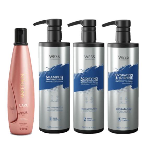 Imagem de Aneethun Shampoo Care System 300ml +Wess Kit Nano Sel. 500ml