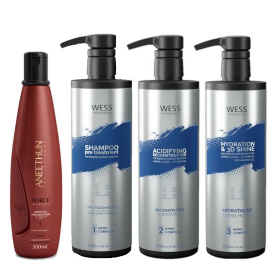 Imagem de Aneethun Shampoo Force System 300ml+Wess Kit Nano Sel. 500ml