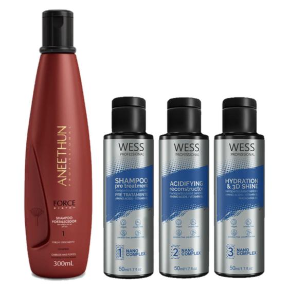 Imagem de Aneethun Shampoo Force System 300ml+Wess Kit Nano Sel. 50ml