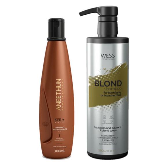 Imagem de Aneethun Shampoo Kera System 300ml +Wess Blond Shampoo 500ml