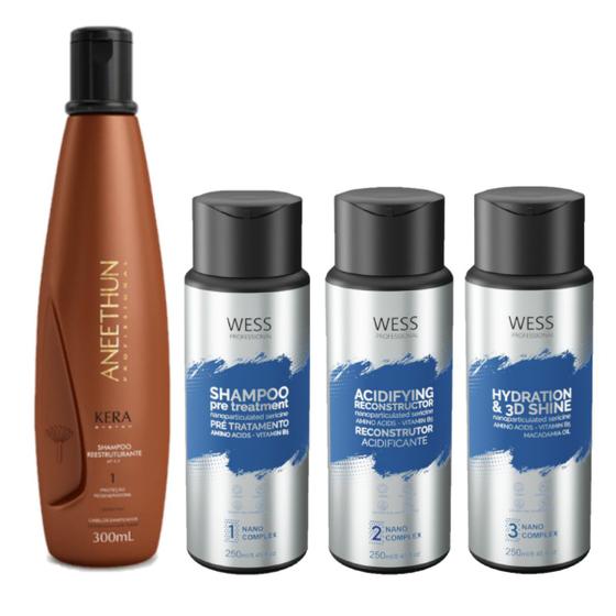 Imagem de Aneethun Shampoo Kera System 300ml +Wess Kit Nano Sel. 250ml