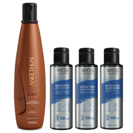 Imagem de Aneethun Shampoo Kera System 300ml +Wess Kit Nano Sel. 50ml