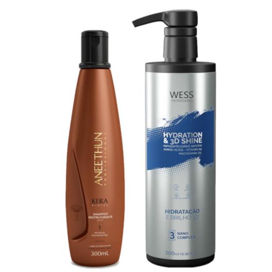 Imagem de Aneethun Shampoo Kera System 300ml +Wess Nano Passo 3 -500ml