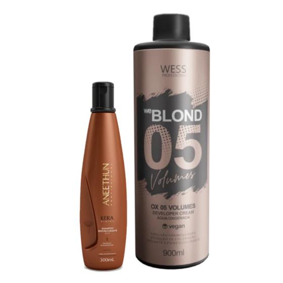 Imagem de Aneethun Shampoo Kera System 300ml +Wess OX 5 Vol. 900ml