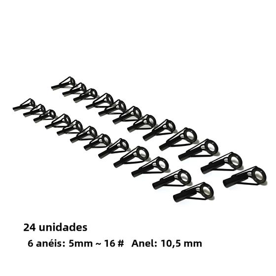 Imagem de Anéis De Ponta De Vara De Pesca De Aço Inoxidável De Cerâmica Preta 24 Unidades 5-105 Mm Para Água