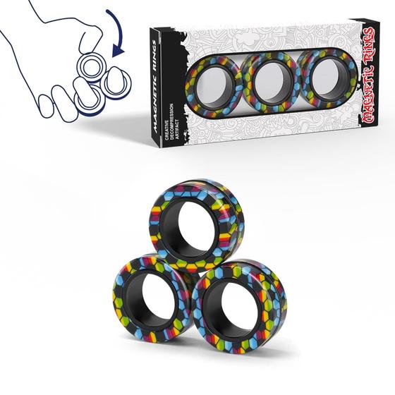 Imagem de Anéis Fidget Spinner para Alivio da Ansiedade - Kit com 3 Unidades