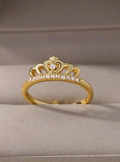 Imagem de Anel ajustável coroa princesa feminino - banhado a ouro 18k
