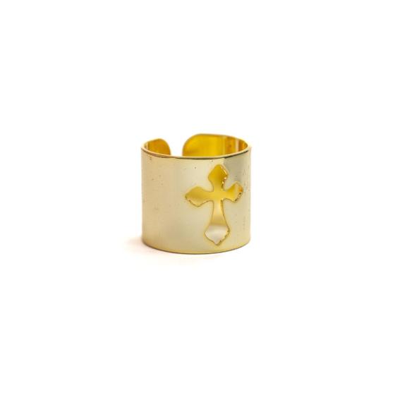 Imagem de Anel Ajustável Oração 1,5 cm Dourado em Metal