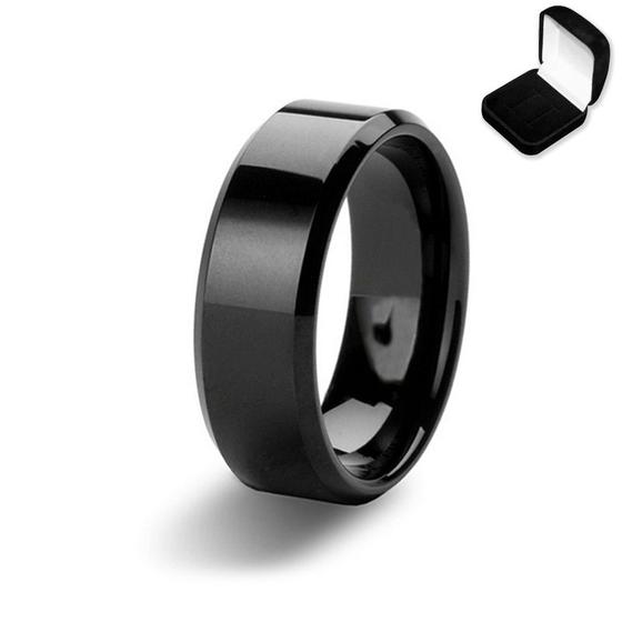 Imagem de Anel Aliança Titânio Preto 8mm Escovado