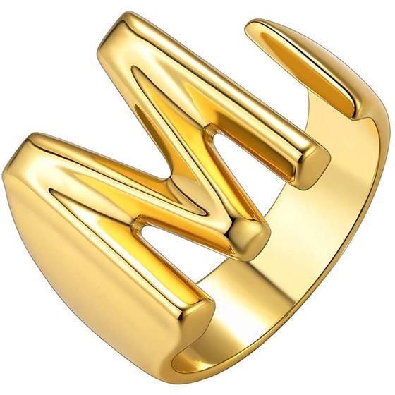 Imagem de Anel Banhado a Ouro 18K com Inicial (A-Z) - Design Moderno