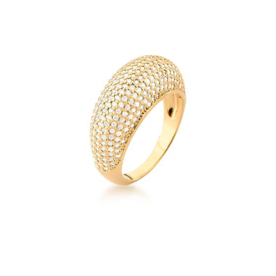 Imagem de Anel Banhado a Ouro  Curvo com Zirconia TAM:18