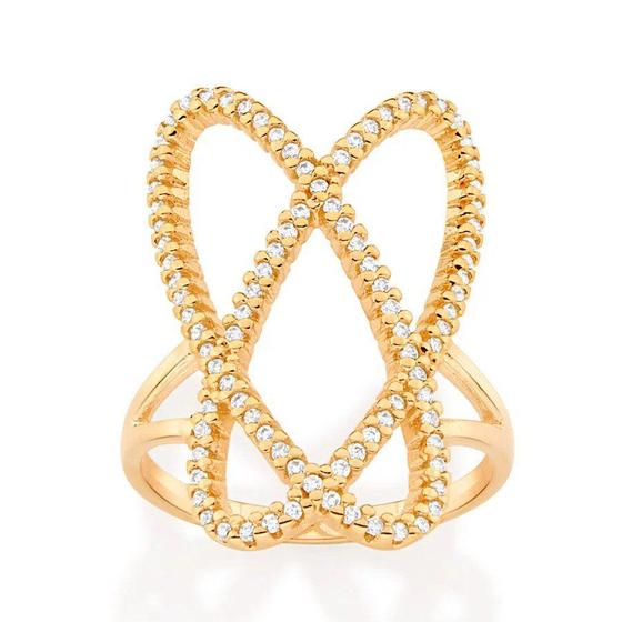 Anel banhado ouro 3x 24k 18k e 22k feminino rommanel 2 partes ovais ...
