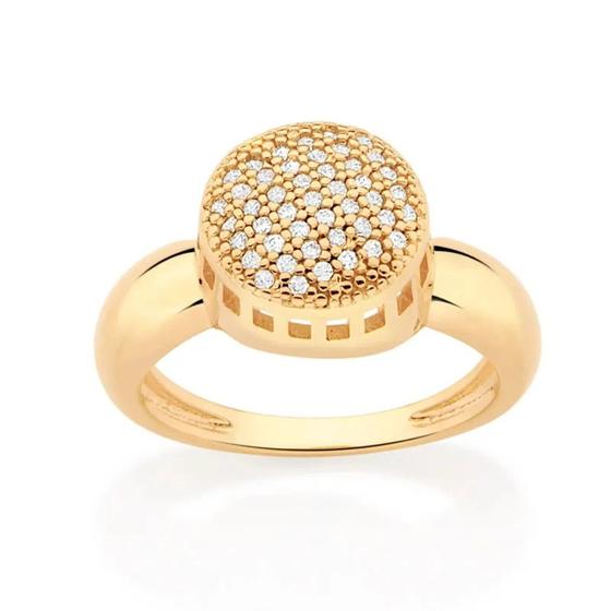 Imagem de Anel  banhado ouro 3x 24k 18k e 22k ou prata rommanel botão redondo cravejado zircônias 513225 313225