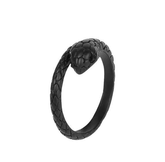 Imagem de Anel Cobra Preto Ajustável Punk Gótico O1300