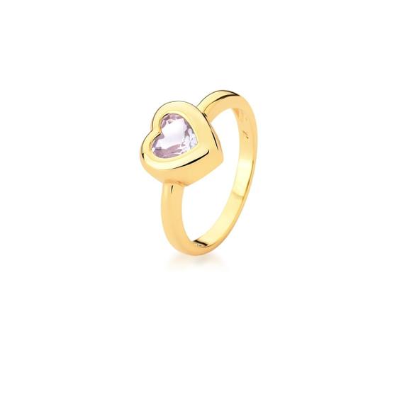 Imagem de Anel com Cristal de Coração na  Cor  Roxo Claro