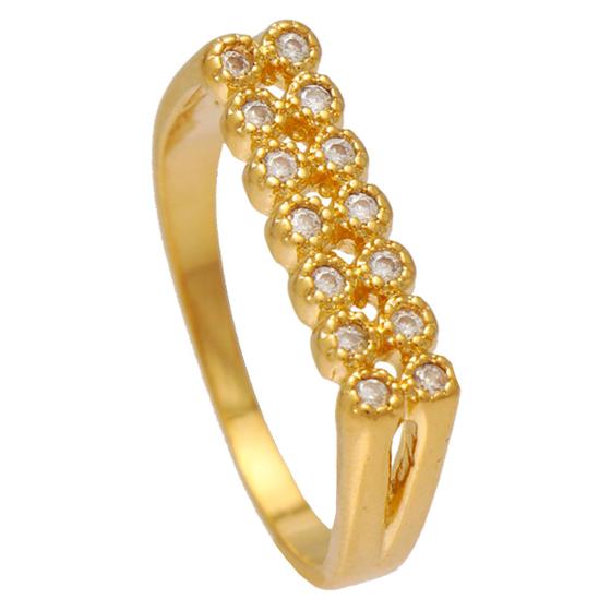 Imagem de Anel com Frente Quadrada e Dupla Fileira de Zircônias Transparentes Softjoias Folheado em Ouro 18K