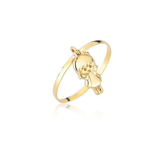 Imagem de Anel com pingente de menina filha pendurado ouro 18k