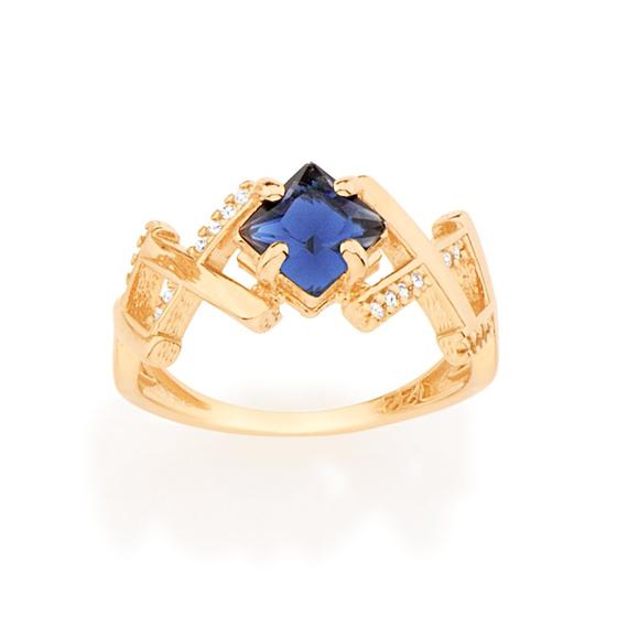 Imagem de Anel com zircônias e cristal AZUL 512536 Rommanel