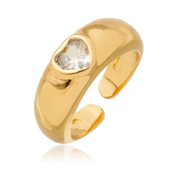 Imagem de Anel Coração banhado a ouro com zircônia Cristal