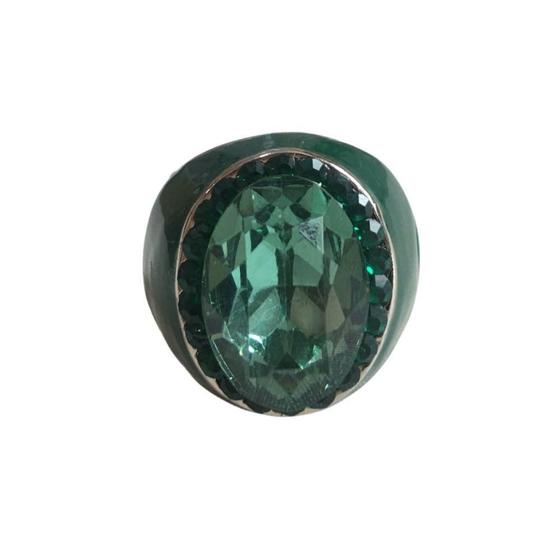 Imagem de Anel Cristal Verde Resina Armém Rr Bijoux