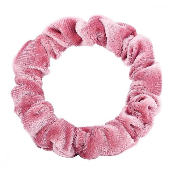 Imagem de Anel de Cabelo Pelúcia Rosa - Elástico de Flanela para Meninas