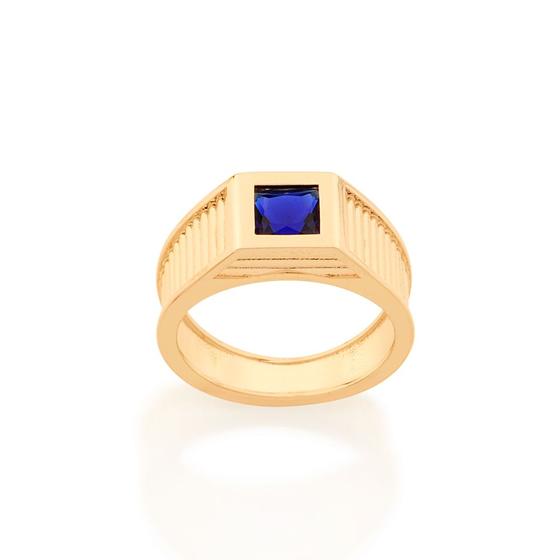 Imagem de Anel de formatura com cristal AZUL 512856 Rommanel