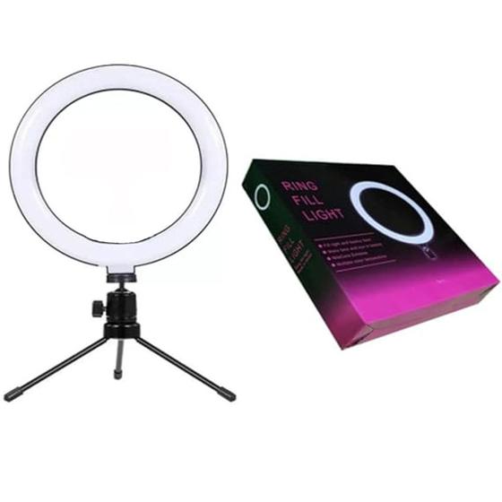 Imagem de Anel De Led Ring Light 16cm Iluminador Flash Portátil Selfie Makeup Luz Mesa Continua USB Com Tripé 