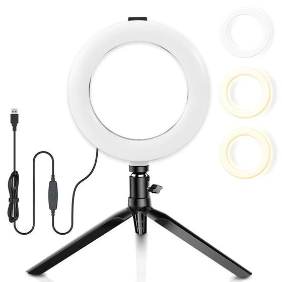 Imagem de Anel De Luz De Mesa LED Regulável De 16 Cm Suporte De Tripé Interface USB Para Maquiagem De