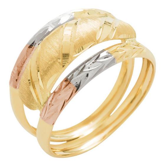 Imagem de Anel de Ouro 18k Tricolor Feminino Miele