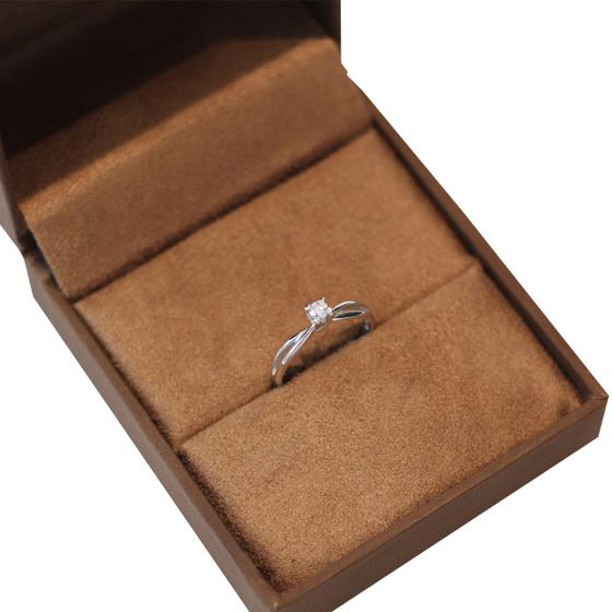 Imagem de Anel de Prata 925 com Ródio Branco Solitário Moissanite 3mm