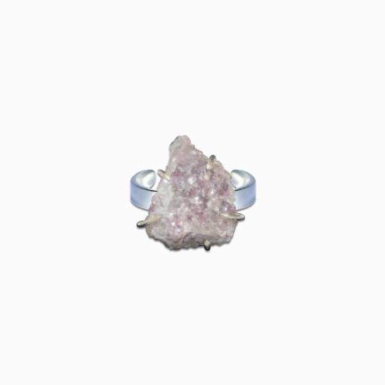 Imagem de Anel de prata 925 Regulavel com cristal natural. Pedra Lepidolita