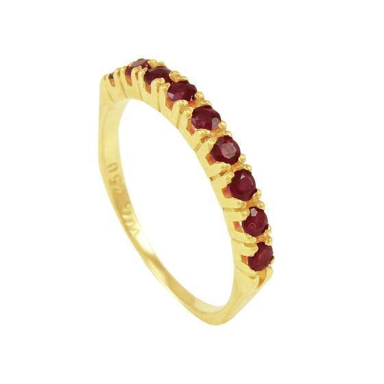 Anel em Ouro 18K Meia Aliança com Rubis - AU1297 Menor preço em Anel em Ouro 18K Meia Aliança com Rubis - AU1297