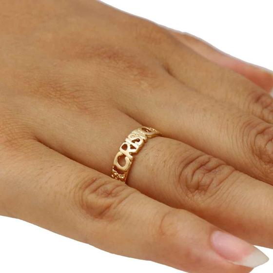 Imagem de Anel Escrito Cristo Folheado em Ouro 18K