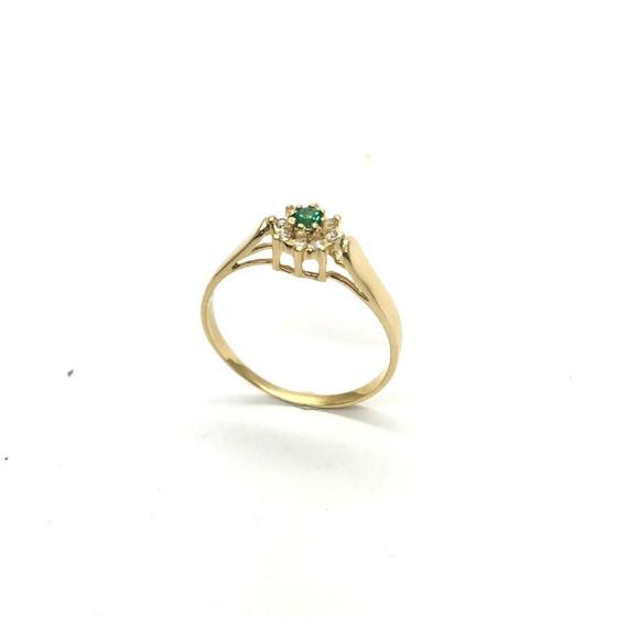 Imagem de Anel Esmeralda Pedra Verde Formatura Ouro 18k e Diamante Natural k380