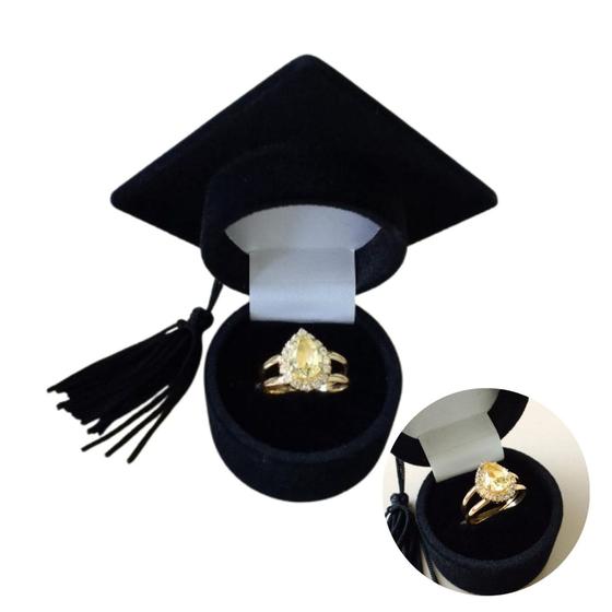 Imagem de Anel Formatura Curso Farmácia Banho ouro 18k Pedra Amarela