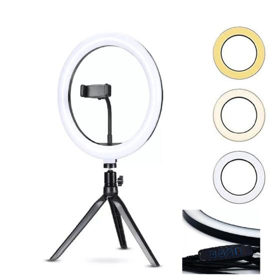 Imagem de Anel Iluminador LED Flexivel Ring Light Tripe 20cm com Suporte Celular Universal Selfie Youtuber Gravação Fotos Makes