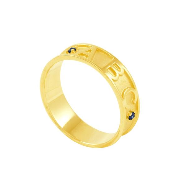 Anel Infantil em Ouro 18K ABC com Safira - AU5019 Menor preço em Anel Infantil em Ouro 18K ABC com Safira - AU5019