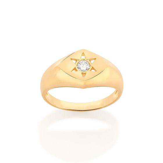 Imagem de Anel losango com estrela com zircônia BRANCO 512995 Rommanel