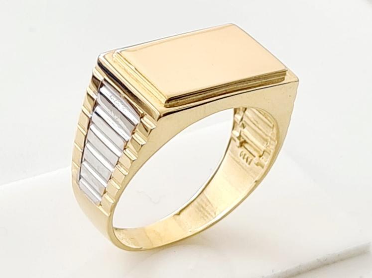 Imagem de Anel Masculino, Base Retangular, Em Ouro Amarelo 18K