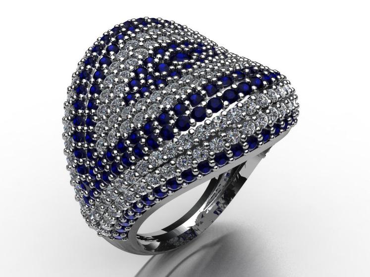 Imagem de Anel navete prata com zirconia azul