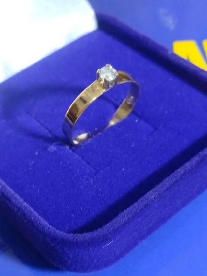 Imagem de Anel Ouro 18 kilates Casamento Noivado Compromisso 2.10 Gramas Pedra Zircônia 3 mm